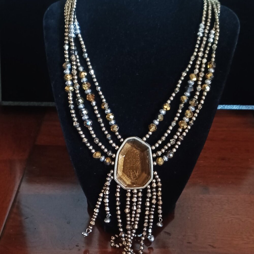 Gorgeous Topaz Brown Color Rhinstone Necklace